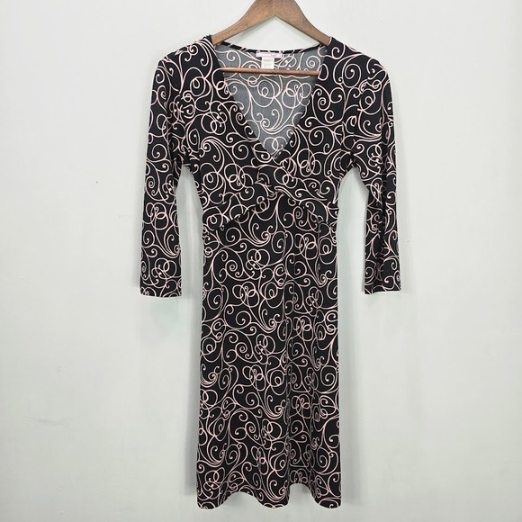 Vol. 1 Dresses & Skirts - Vtg Y2K Babydoll Midi Dress M Black 3/4 Sleeve Empire‎ Dress Whimsigoth Grunge